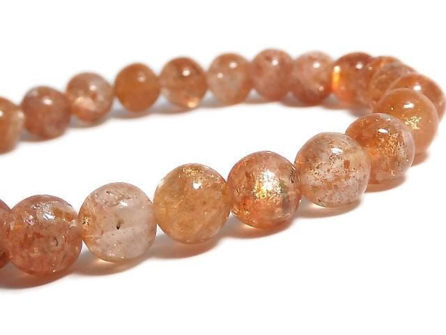 [Video][One of a kind] Sunstone AAA- Round 6.5mm Bracelet NO.202