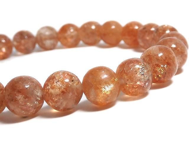 [Video][One of a kind] Sunstone AAA- Round 7.5mm Bracelet NO.205
