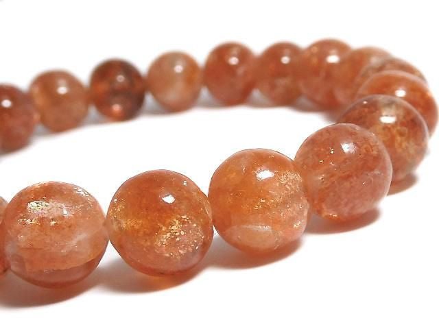 [Video][One of a kind] Sunstone AAA- Round 9mm Bracelet NO.207