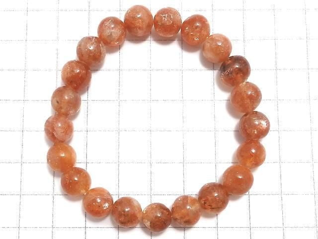 [Video][One of a kind] Sunstone AAA- Round 9mm Bracelet NO.207