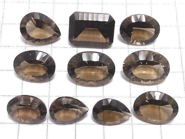 [Video][One of a kind] High Quality Smoky Quartz AAA Loose stone Concave Cut 10pcs Set NO.17