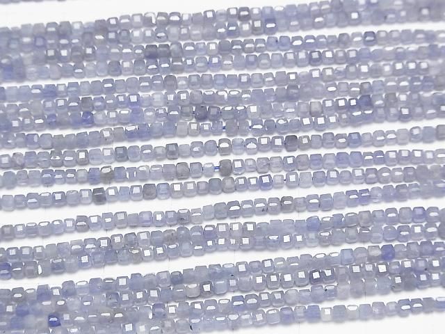 [Video] High Quality! Tanzanite AA+ Cube Shape 2x2x2mm half or 1strand beads (aprx.15inch/37cm)