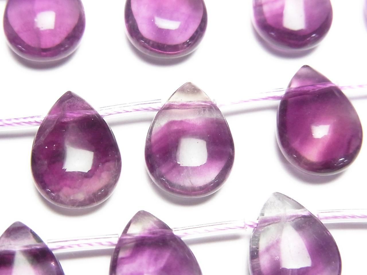 Fluorite Violet AAA - Forme Poire (Lisse) Perles 14x10mm 1 fil (env. 7 pouces/18cm)