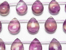 [Video] Purple Fluorite AAA- Pear shape (Smooth) 14x10mm 1strand beads (aprx.7inch/18cm)