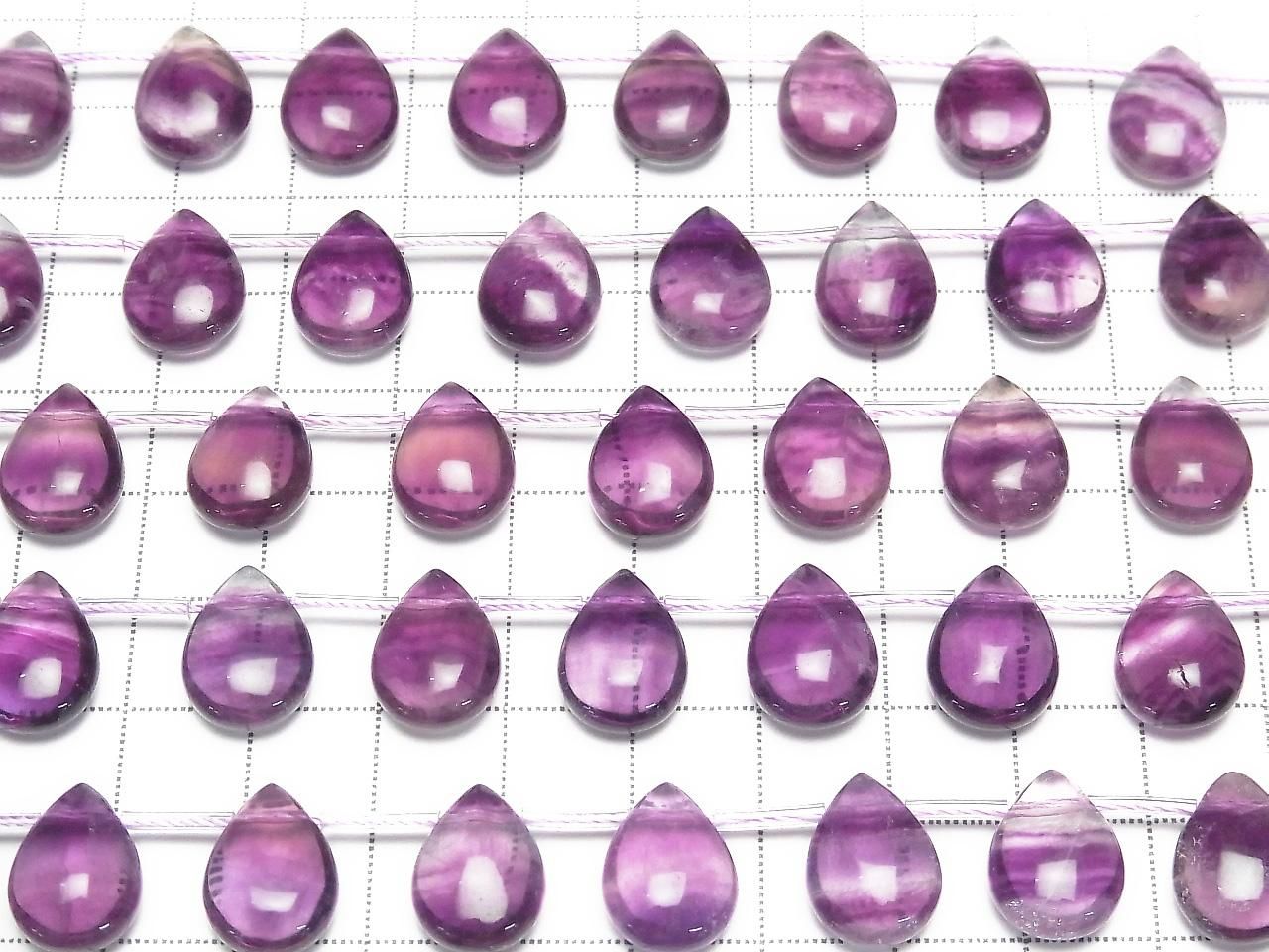 Fluorite Violet AAA - Forme Poire (Lisse) Perles 14x10mm 1 fil (env. 7 pouces/18cm)