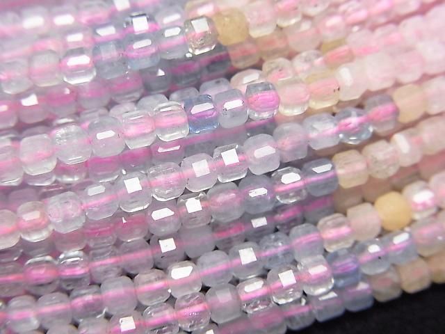 [Video]High Quality! Beryl Mix (Multicolor Aquamarine) AA++ Cube Shape 2x2x2mm 1strand beads (aprx.15inch/37cm)