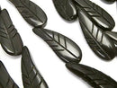 Buffalo Horn Leaf 33x12x5mm Black half or 1strand beads (aprx.15inch/36cm)