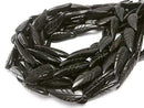 Buffalo Horn Leaf 33x12x5mm Black half or 1strand beads (aprx.15inch/36cm)