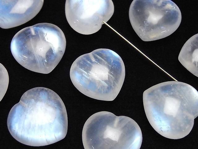 [Video] Royal Blue Moonstone AAA- Half Drilled Hole Heart 17-19mm 1pc