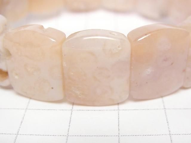 [Video] Pink Coral Agate 2-Hole Oval 17x14mm 1strand (Bangle Bracelet)