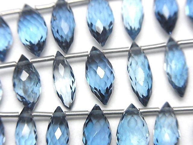 [Video]High Quality London Blue Topaz AAA Marquise Rice Faceted Briolette half or 1strand beads (aprx.3inch/7cm)