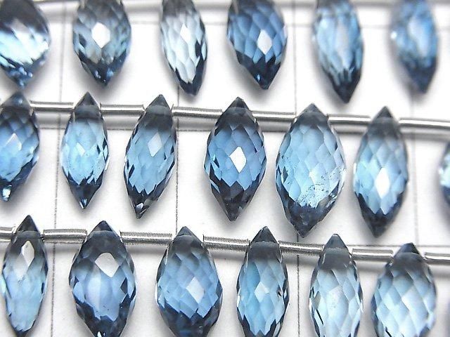 [Video]High Quality London Blue Topaz AAA Marquise Rice Faceted Briolette half or 1strand beads (aprx.3inch/7cm)
