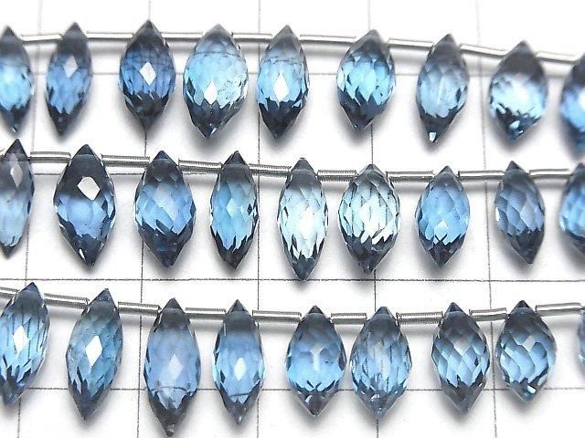 [Video]High Quality London Blue Topaz AAA Marquise Rice Faceted Briolette half or 1strand beads (aprx.3inch/7cm)