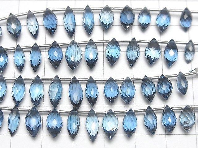 [Video]High Quality London Blue Topaz AAA Marquise Rice Faceted Briolette half or 1strand beads (aprx.3inch/7cm)