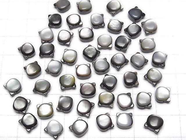 [Video] Black Shell (Black-lip Oyster) AAA Cat Motif 7x6.5mm [Horizontal Hole] 1pc