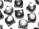 [Video] Black Shell (Black-lip Oyster) AAA Cat Motif 10x9.5mm [Horizontal hole] 1pc