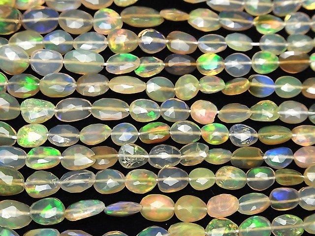 [Video]High Quality Ethiopian Opal AAA- Flat Faceted Nugget half or 1strand beads (aprx.15inch/37cm)