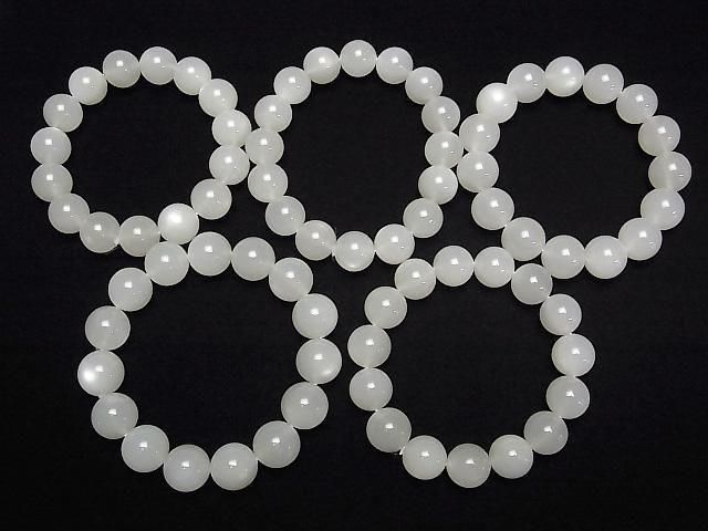 [Video] White Moonstone AAA- Round 14mm Bracelet