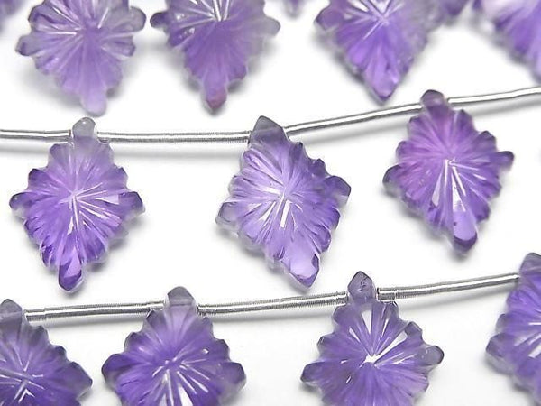 [Video]High Quality Amethyst AAA- Rosette Carving 16x12mm 1strand (6pcs)