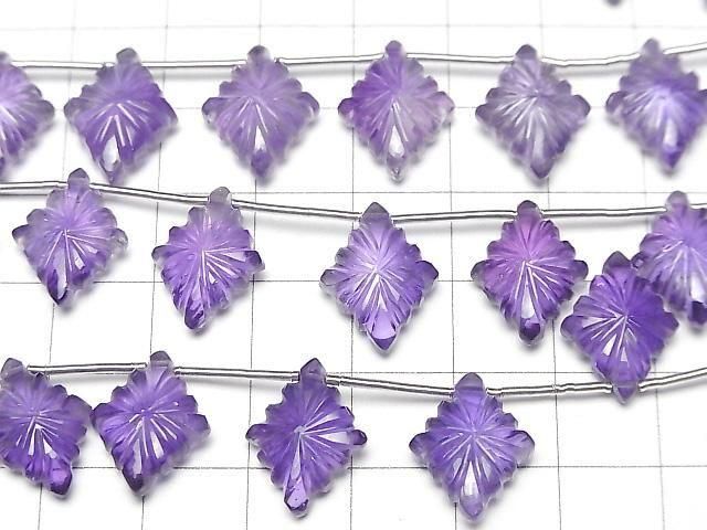 [Video]High Quality Amethyst AAA- Rosette Carving 16x12mm 1strand (6pcs)