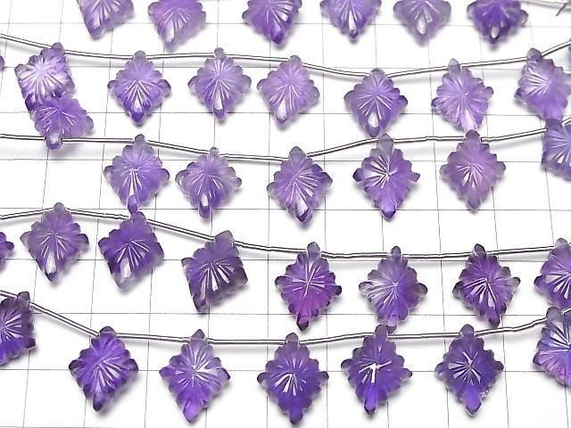 [Video]High Quality Amethyst AAA- Rosette Carving 16x12mm 1strand (6pcs)