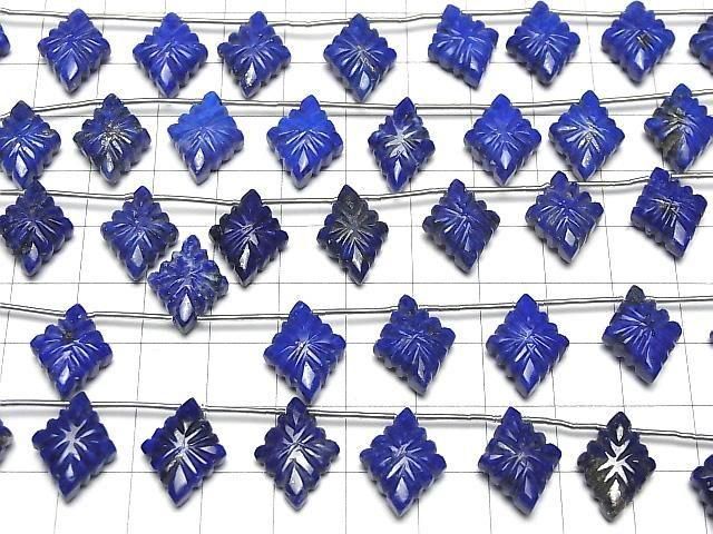 [Video]Lapislazuli AA++ Rosette Carving 16x12mm 1strand (8pcs )