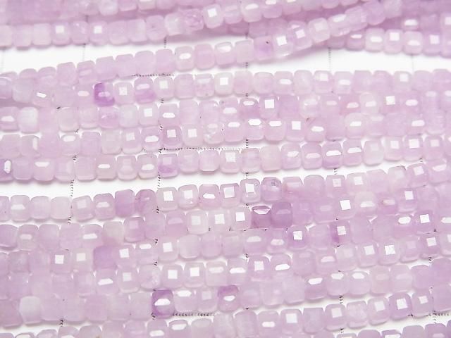 [Video] High Quality! Kunzite AA++ Cube Shape 2.5x2.5x2.5mm 1strand beads (aprx.15inch/37cm)