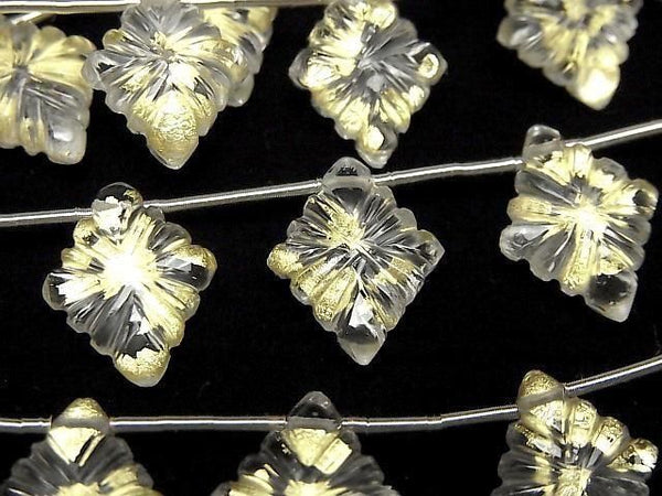 [Video] Doublet Crystal AAA Rosette Carving Gold 1strand (6pcs)