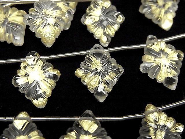 [Video] Doublet Crystal AAA Rosette Carving Gold 1strand (6pcs)