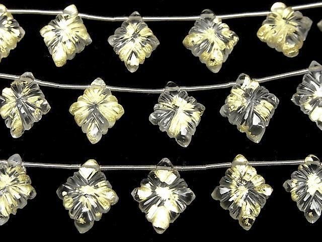 [Video] Doublet Crystal AAA Rosette Carving Gold 1strand (6pcs)