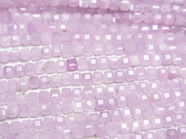 [Video]High Quality! Kunzite AA++ Cube Shape 3x3x3mm half or 1strand beads (aprx.15inch/37cm)