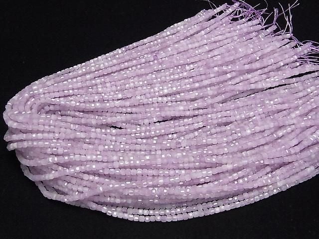 [Video]High Quality! Kunzite AA++ Cube Shape 3x3x3mm half or 1strand beads (aprx.15inch/37cm)