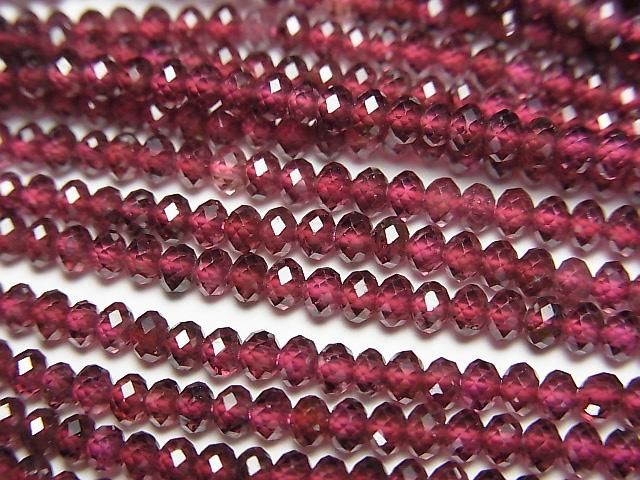 [Video]High Quality! Mozambique Garnet AAA Faceted Button Rondelle 3x3x2mm 1strand beads (aprx.15inch/37cm)