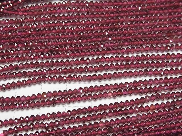 [Video]High Quality! Mozambique Garnet AAA Faceted Button Rondelle 3x3x2mm 1strand beads (aprx.15inch/37cm)