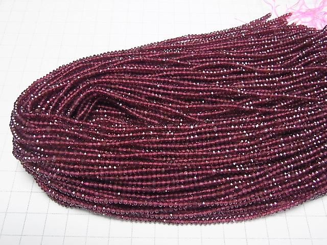 [Video]High Quality! Mozambique Garnet AAA Faceted Button Rondelle 3x3x2mm 1strand beads (aprx.15inch/37cm)