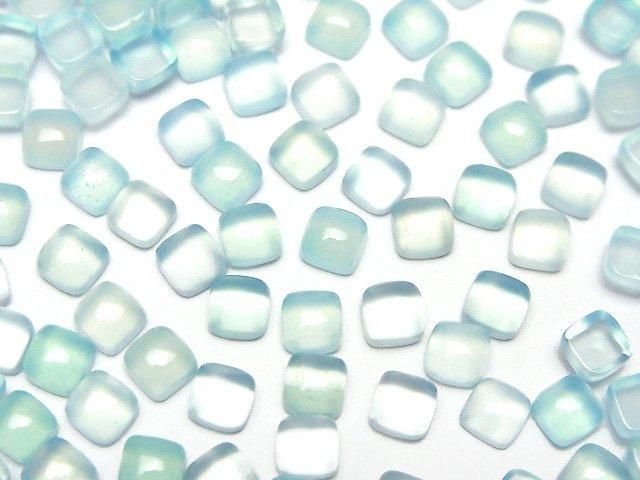 [Video] Sea Blue Chalcedony AAA Square Cabochon 4x4mm 10pcs