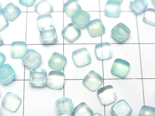 [Video] Sea Blue Chalcedony AAA Square Cabochon 4x4mm 10pcs