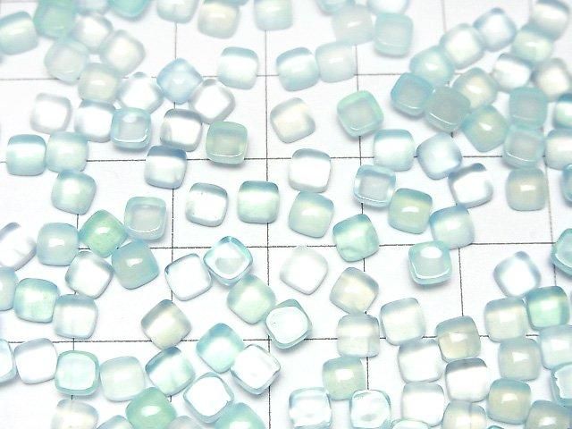 [Video] Sea Blue Chalcedony AAA Square Cabochon 4x4mm 10pcs