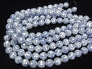 Mosaic Shell Blue Round 14mm 1/4 or 1strand beads (aprx.15inch/37cm)