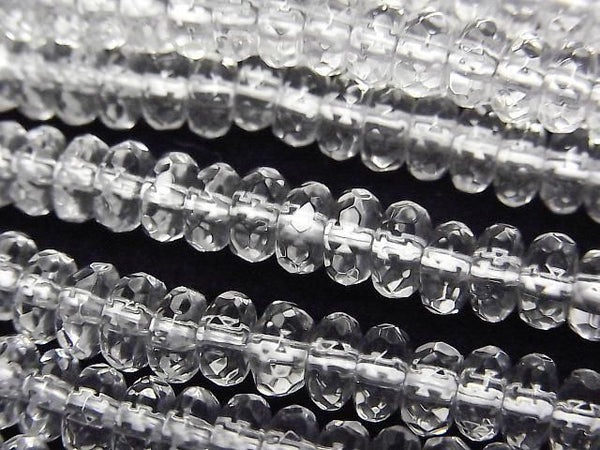 [Video] Crystal (Smelted Quartz) AAA Faceted Button Roundel 6x6x3mm 1strand beads (aprx.15inch/36cm)