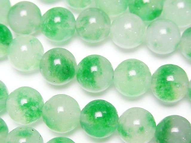 [Video] Clear x Green Jade Round 10mm 1strand beads (aprx.14inch/35cm)