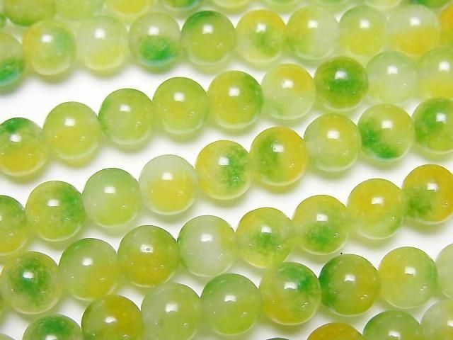 [Video] Yellow x Green Jade Round 6mm 1strand beads (aprx.15inch/36cm)