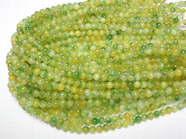 [Video] Yellow x Green Jade Round 6mm 1strand beads (aprx.15inch/36cm)