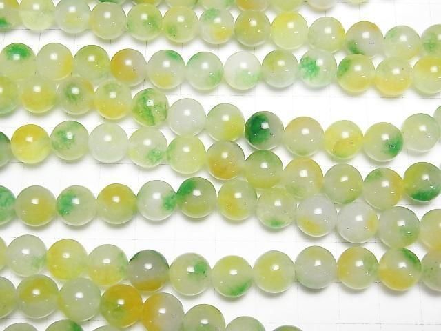 [Video] Yellow x Green Jade Round 10mm 1strand beads (aprx.15inch/36cm)