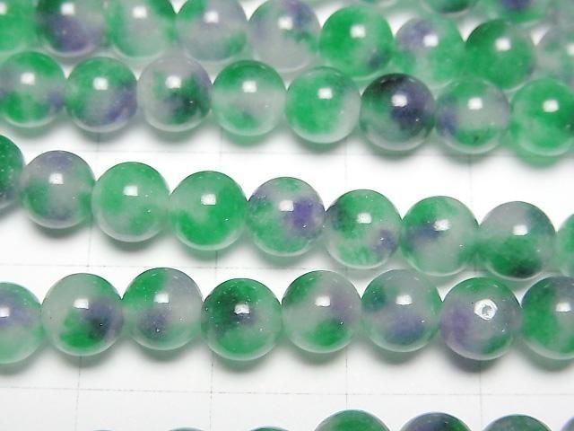 [Video] Purple x Green Jade Round 6mm 1strand beads (aprx.15inch/37cm)
