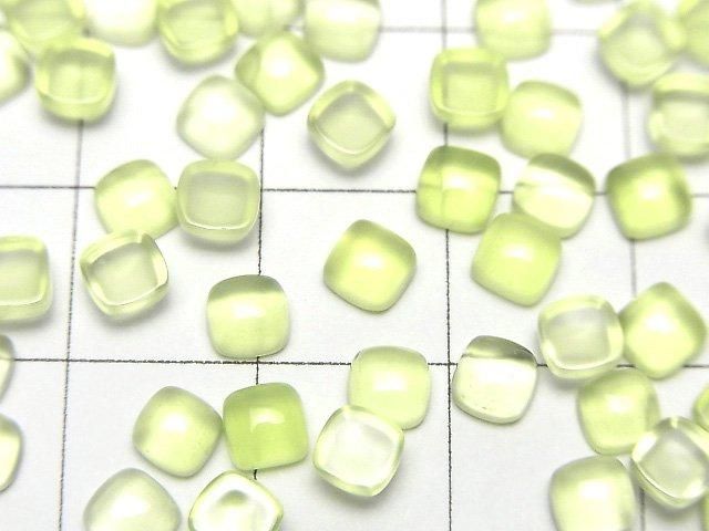 [Video] Lime Green Chalcedony AAA Square Cabochon 4x4mm 10pcs