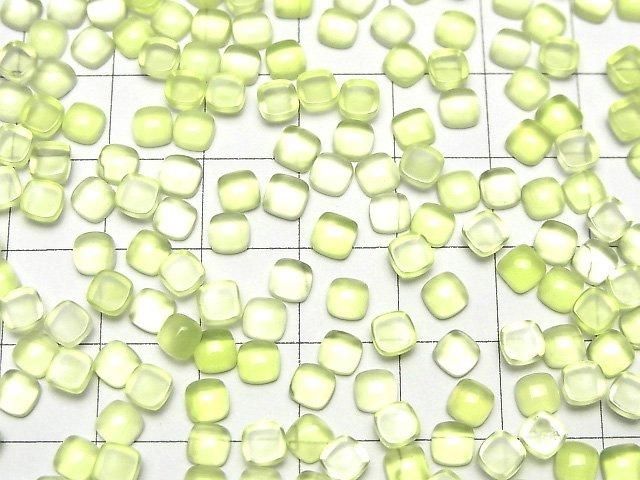 [Video] Lime Green Chalcedony AAA Square Cabochon 4x4mm 10pcs