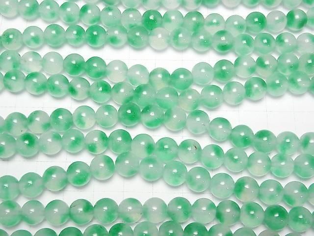 [Video] Clear x Green Jade Round 8mm 1strand beads (aprx.15inch/36cm)