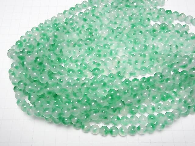 [Video] Clear x Green Jade Round 8mm 1strand beads (aprx.15inch/36cm)