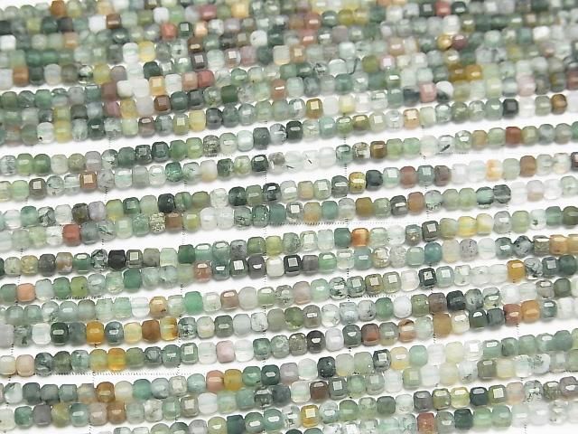 [Video]High Quality! Indian Agate Cube Shape 2x2x2mm 1strand beads (aprx.15inch/37cm)